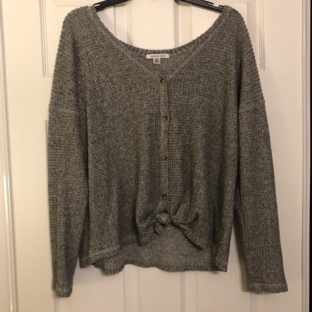 American Eagle tie front sweater.